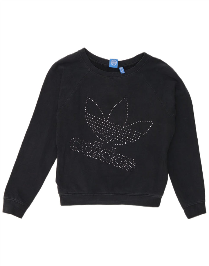 Adidas - Sudadera de gran tamaño con gráfico para mujer, talla 10, color azul marino