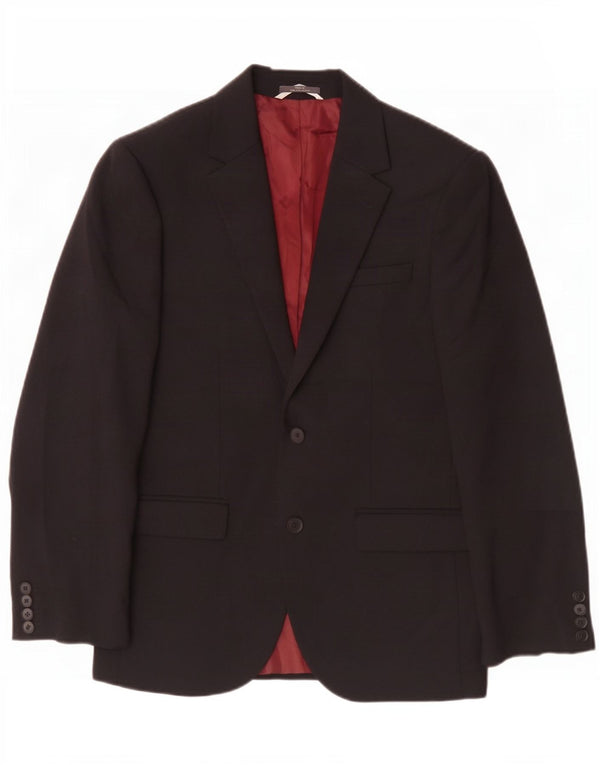 Marks & Spencer Chaqueta tipo blazer ajustada con 2 botones para hombre UK 36 Small Black Wool
