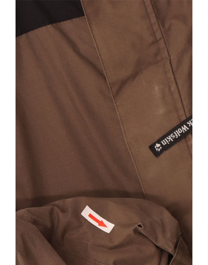Jack Wolfskin Chaqueta cortavientos con capucha para hombre UK 38 Marrón medio Colorblock