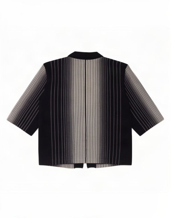 Vintage mujer Cardigan Top Reino Unido 16 Grande Negro Rayas
