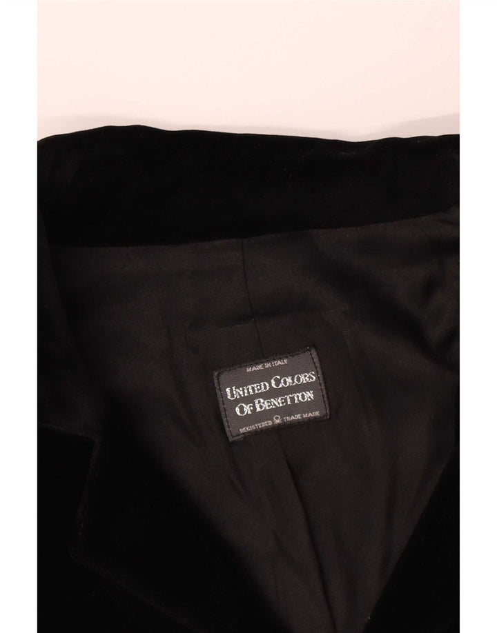 Benetton Chaqueta Bolero De Terciopelo De 2 Botones IT 48 XL Negro Modacryl