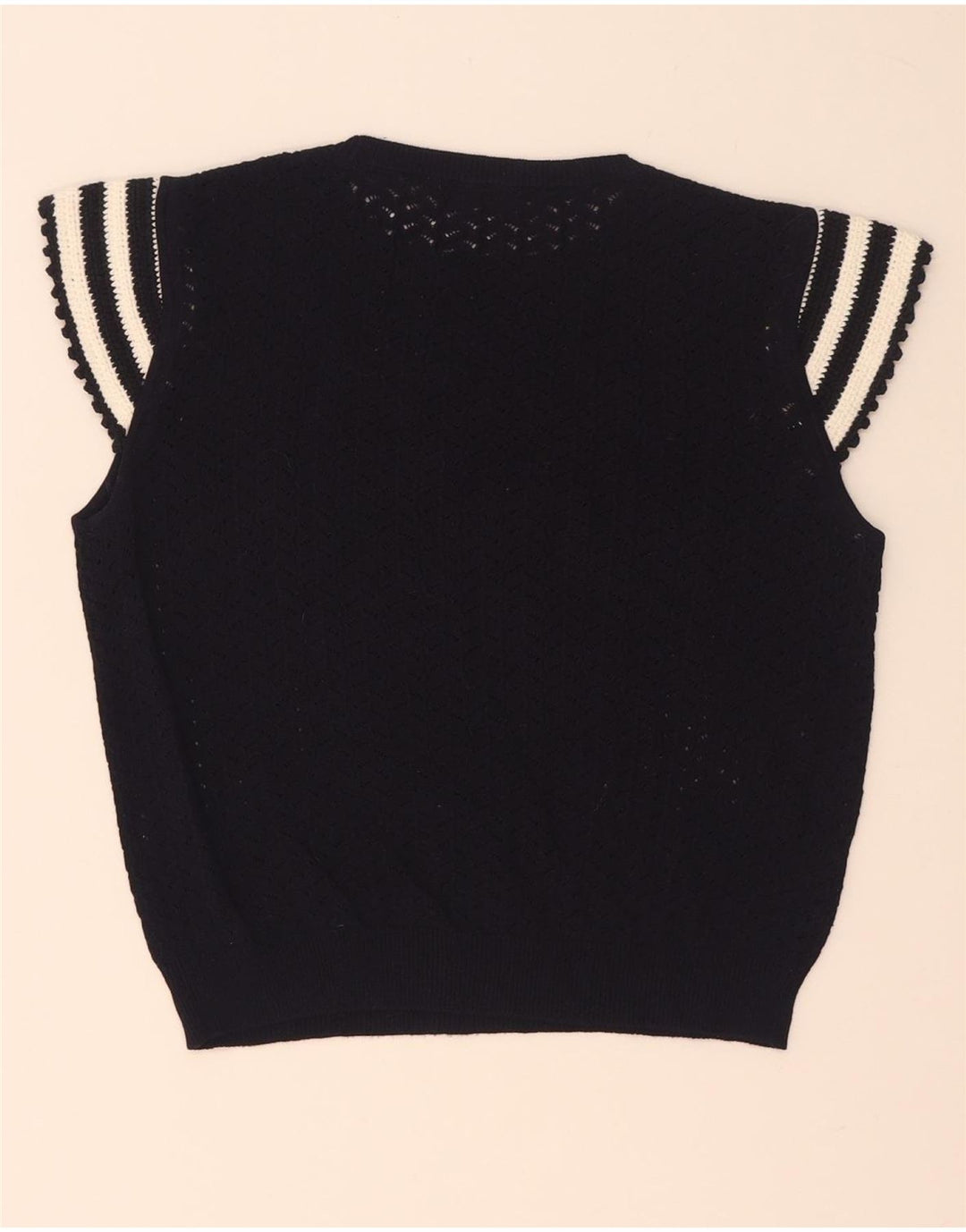 Zara Blusa de punto corta para mujer UK 40 Mediano Azul marino a rayas