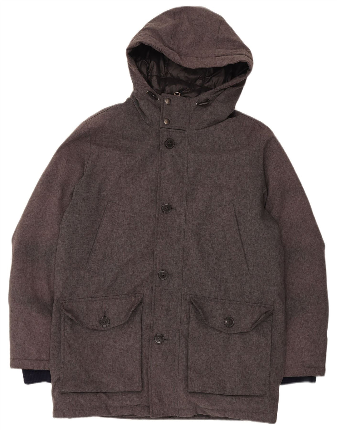 Dockers Abrigo acolchado con capucha para hombre UK 38 Poliéster gris medio