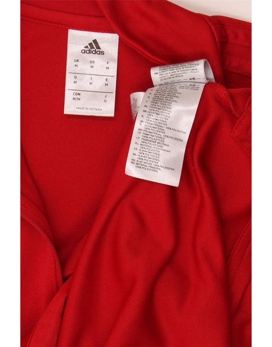 Adidas Hombre Gráfico Zip Cuello Jersey Chándal Top Medio Rojo Poliéster