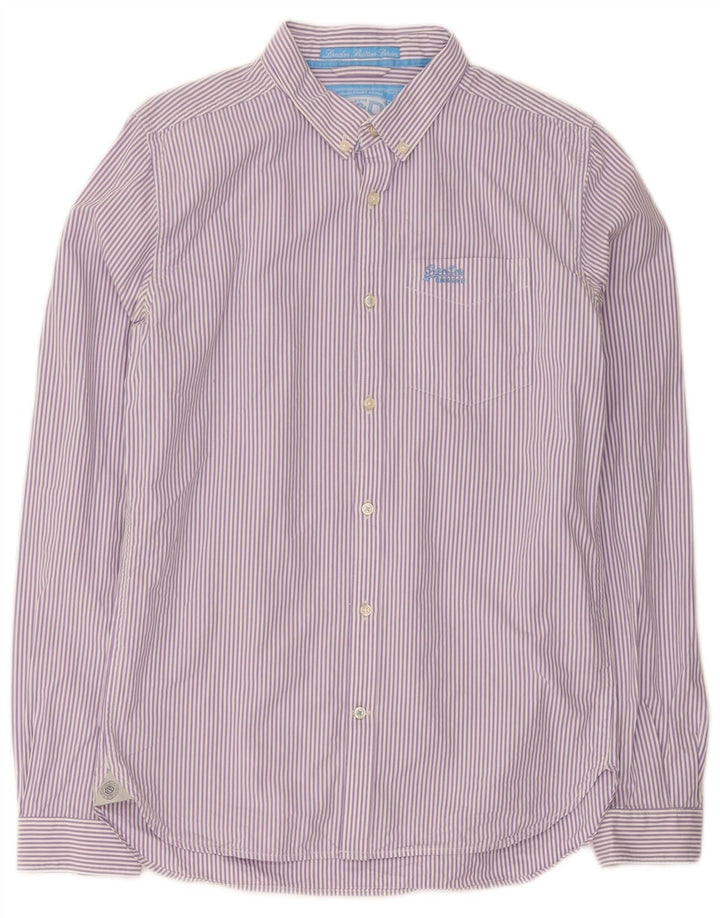 Camisa Superdry Hombre De Algodón Con Rayas Pintadas En Morado Medio
