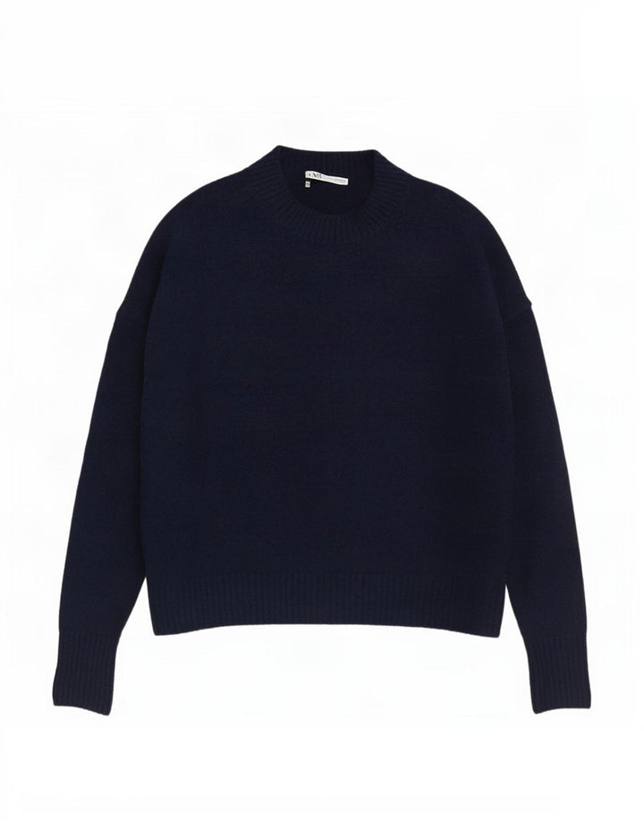 Zara Mujer Suéter De Cuello Redondo De Gran Tamaño UK 10 Small Azul Marino