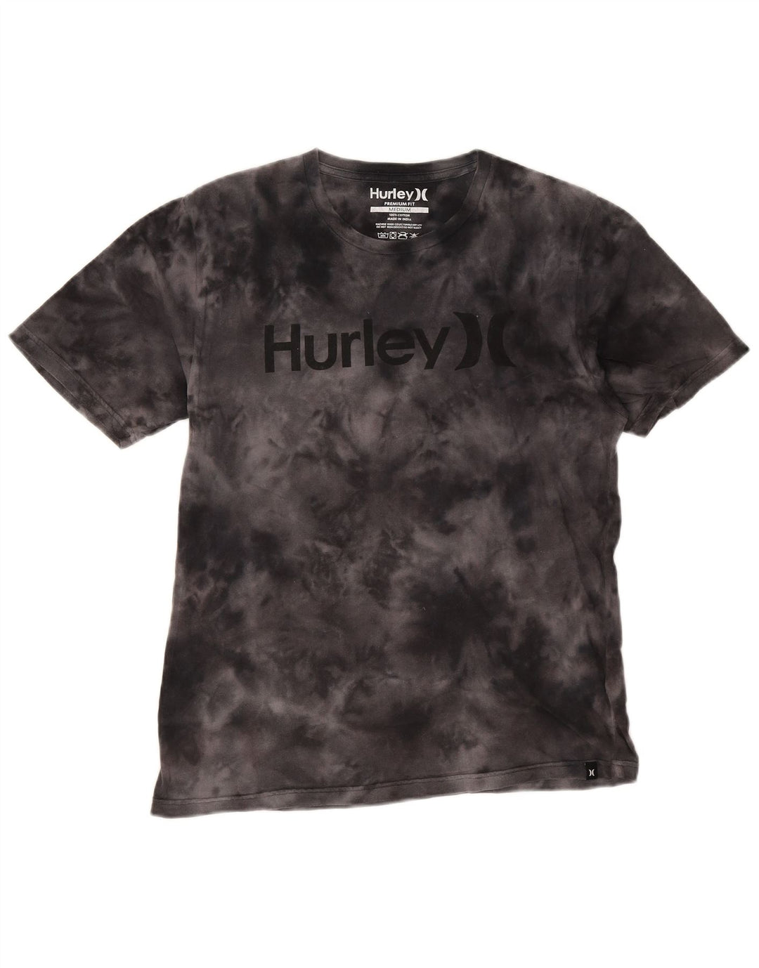 Hurley Camiseta gráfica para hombre Top mediano de algodón teñido anudado en negro