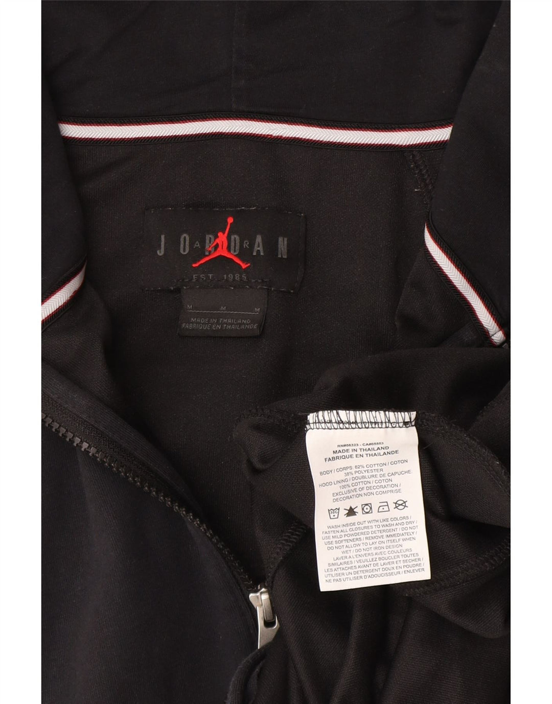 Jordan - Sudadera con capucha y cremallera para hombre, tamaño mediano, algodón azul marino