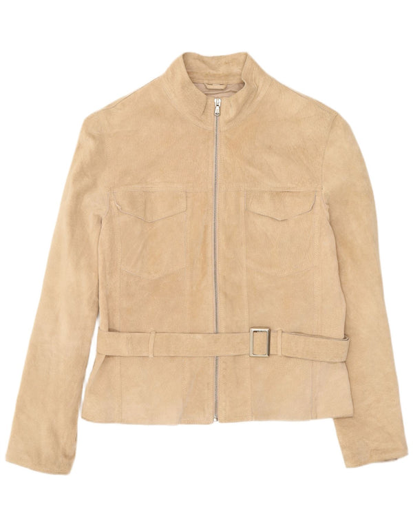 Chaqueta de ante vintage para mujer IT 48 XL Cuero beige