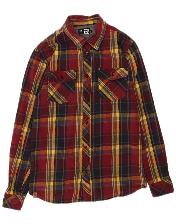 Camisa de franela Rip Curl para hombre con cuadros rojos pequeños