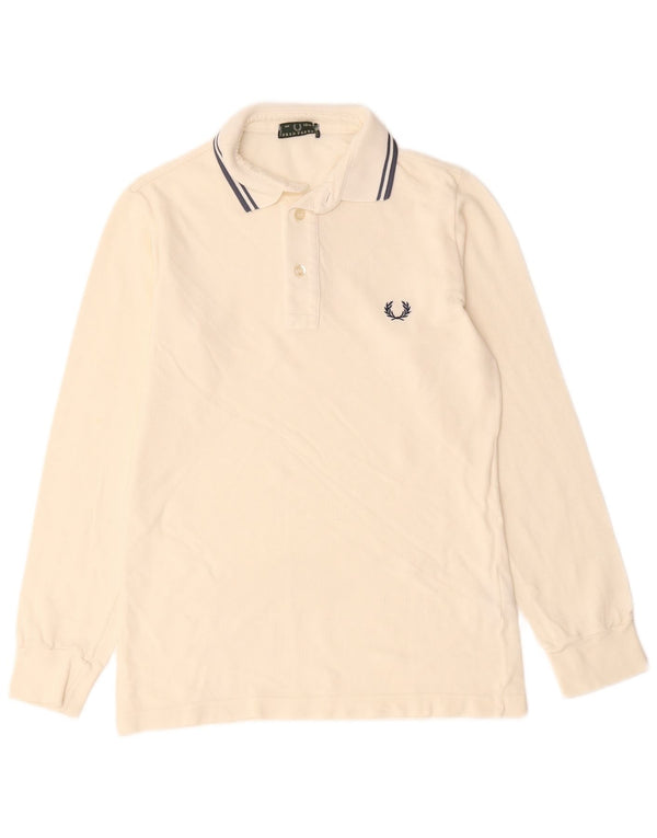 Fred Perry Polo de manga larga para niño 11-12 años Algodón blanco roto