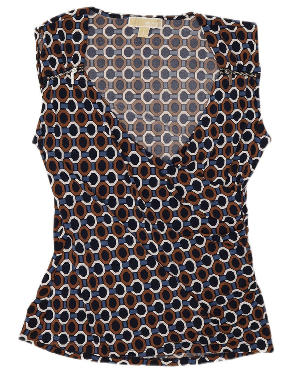 Michael Kors Womens Blouse Top UK 14 Large Multicoloured Geometric