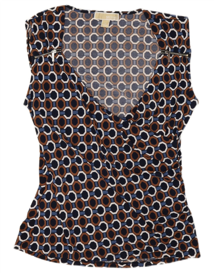 Michael Kors Blusa para mujer Top UK 14 Grande Multicolor Geométrico