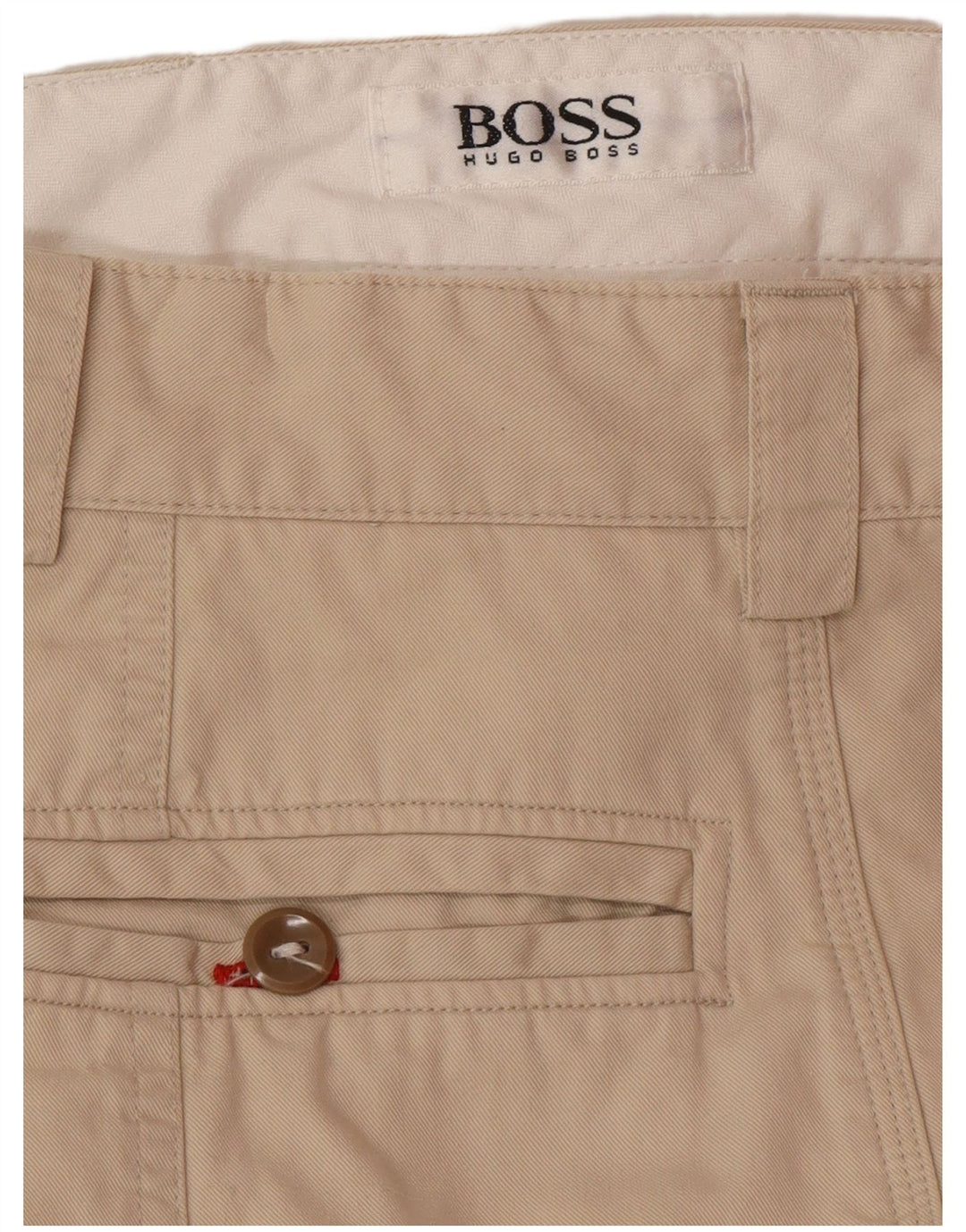HUGO BOSS Pantalón chino con pinzas para hombre W34 L32 Algodón beige