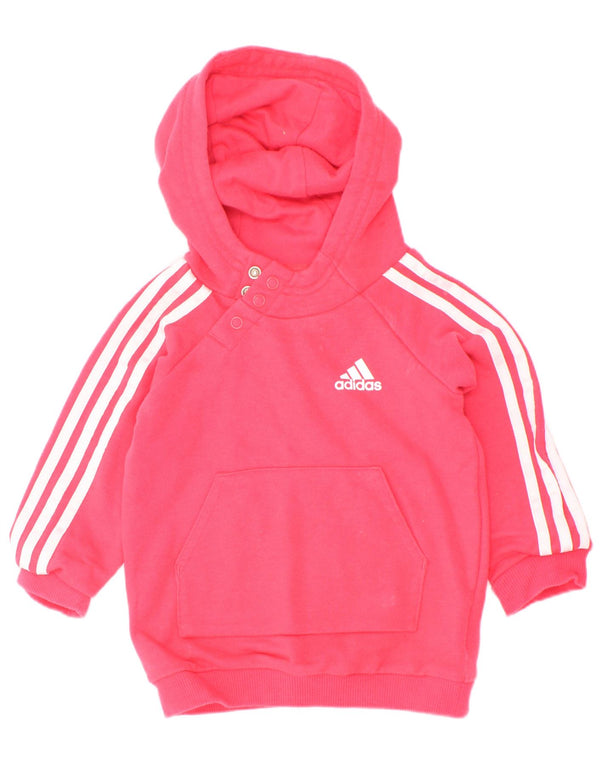 Adidas - Sudadera con capucha para bebé niña, cuello con botones, 3-6 meses, algodón rosa