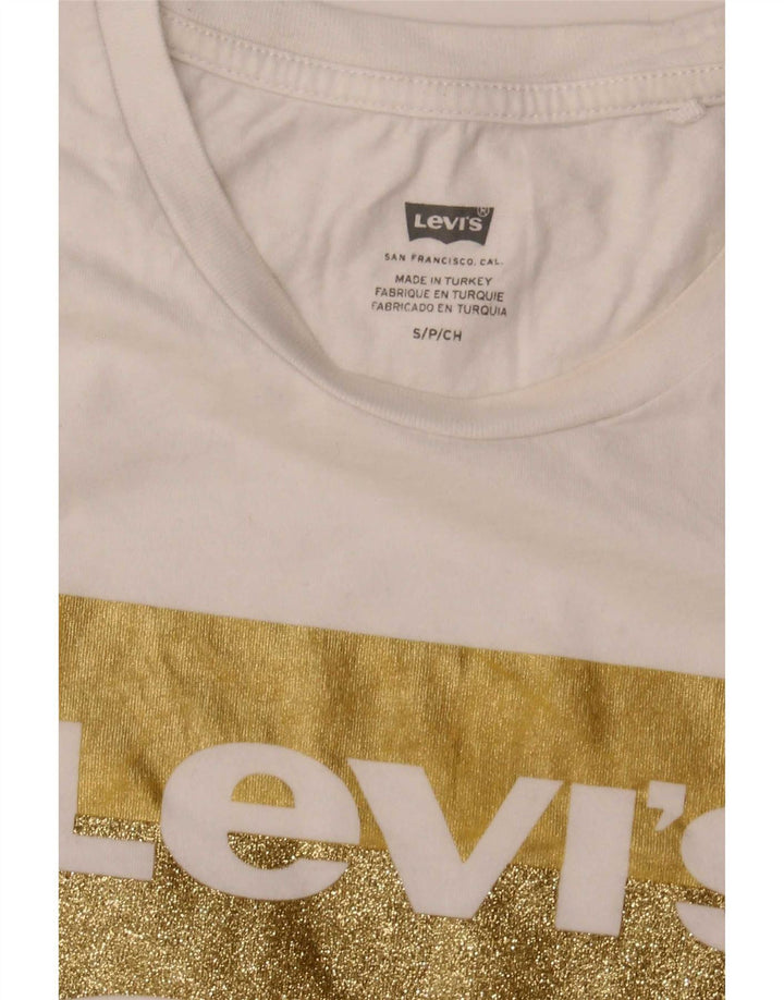 Levi's Camiseta gráfica para mujer Top UK 10 Small White