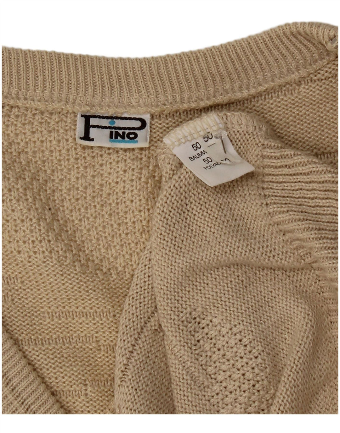 Vintage hombres chaleco camiseta sin mangas IT 50 algodón beige medio