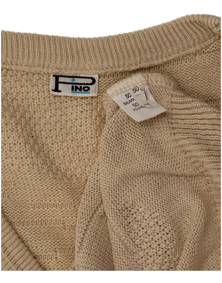 Vintage hombres chaleco camiseta sin mangas IT 50 algodón beige medio