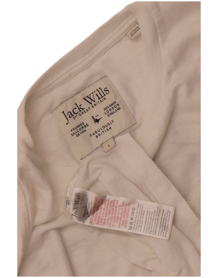 JACK WILLS Camiseta gráfica para hombre Top grande de algodón blanco