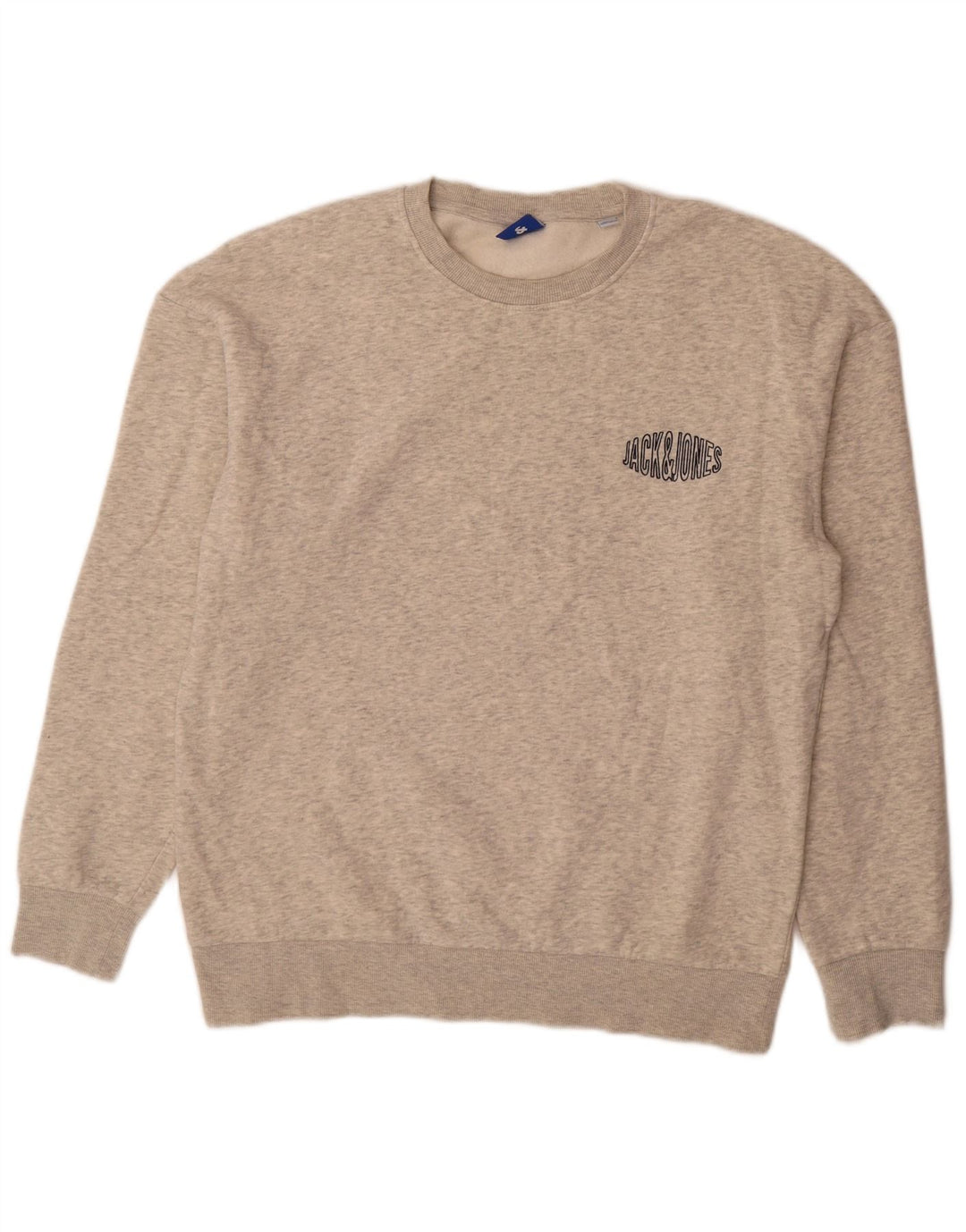 Jack & Jones Hombre Sudadera Jumper Large Gris Moteado De Algodón