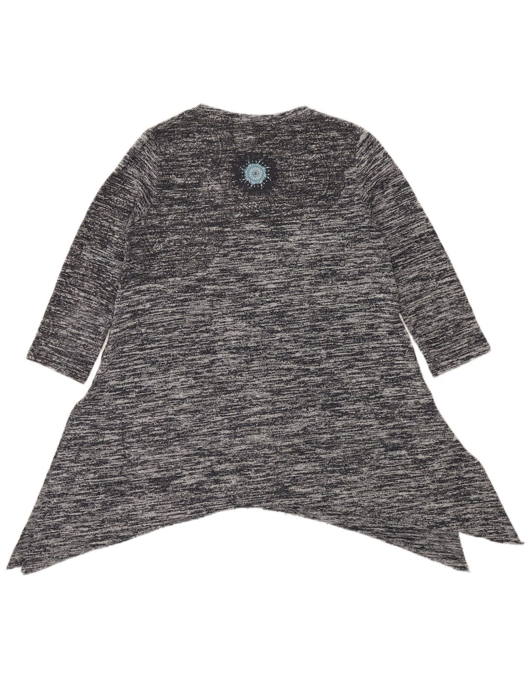 Desigual Top Túnica Asimétrica para Mujer Reino Unido 12 Gris Medio Moteado Bohemio