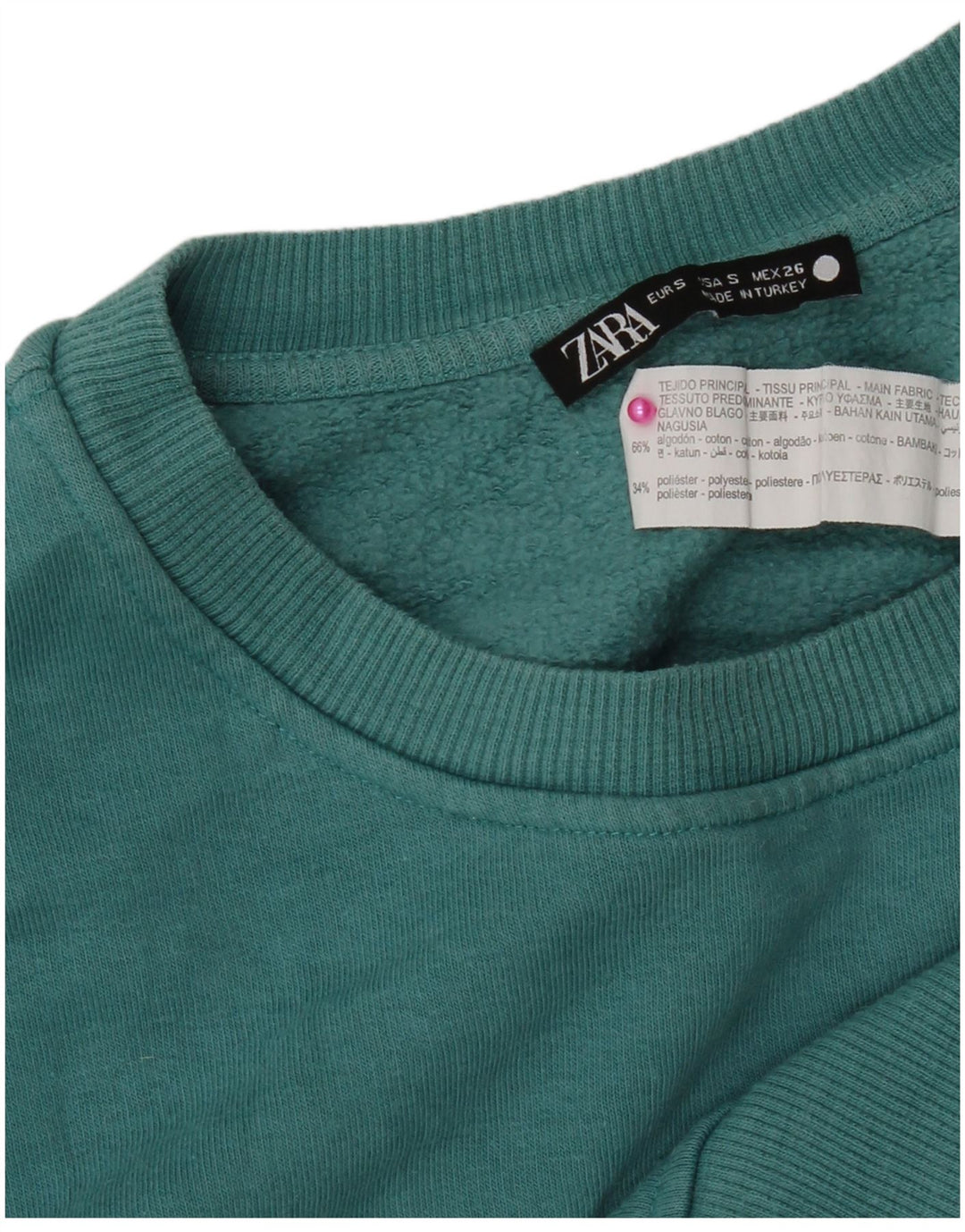Zara Mujer Gráfico Sudadera De Gran Tamaño Jersey Reino Unido 10 Pequeño Algodón Azul