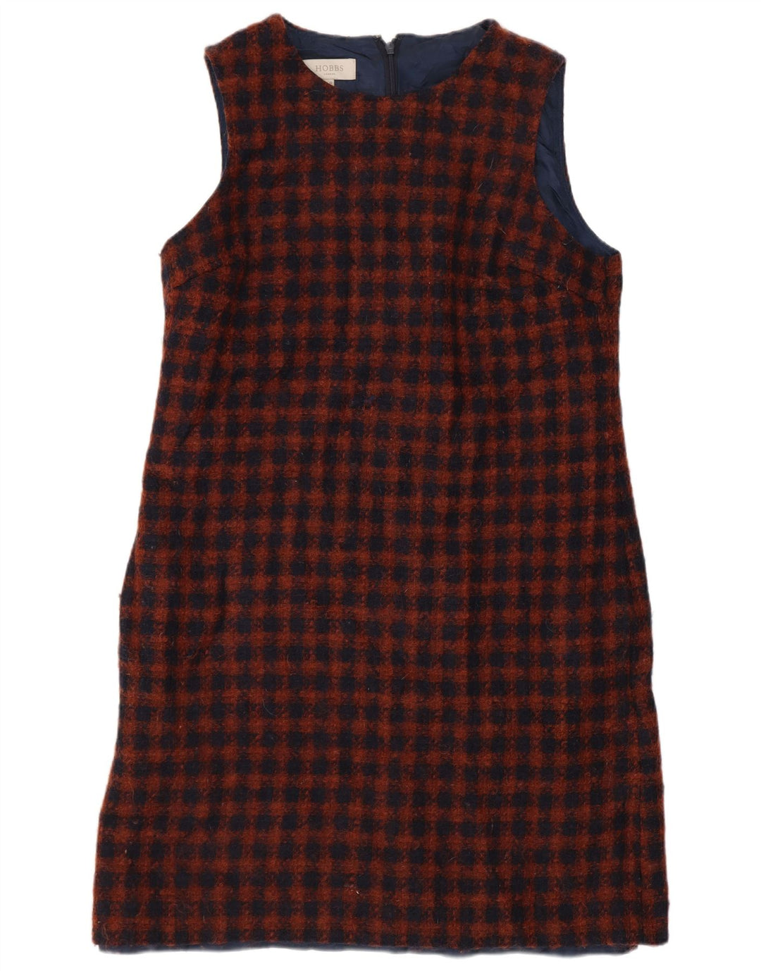 Hobbs Vestido recto sin mangas para mujer Reino Unido 12 Lana a cuadros azul marino mediano