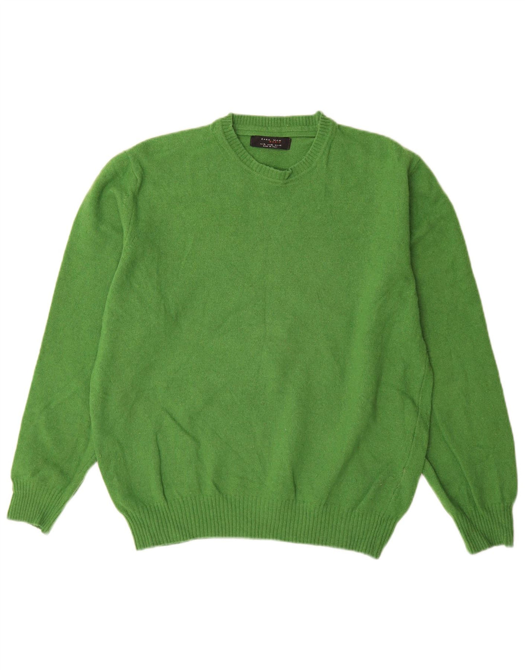 Zara Hombre Jersey Cuello Redondo Jersey XL Lana Verde