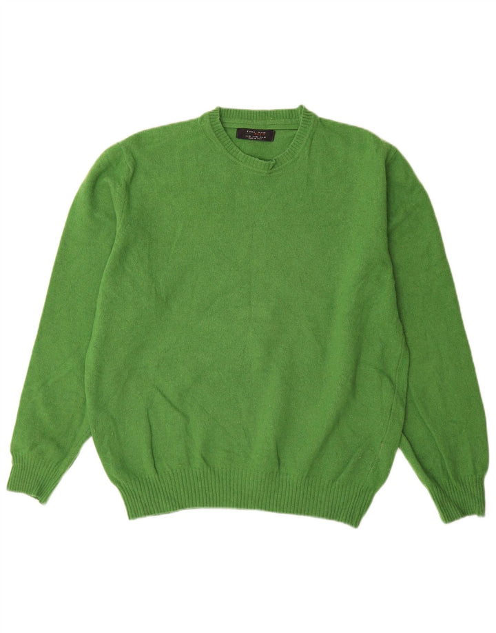 Zara Hombre Jersey Cuello Redondo Jersey XL Lana Verde
