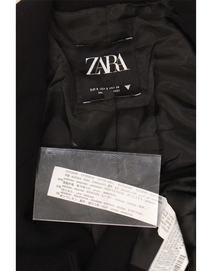 Zara Mujer Chaqueta Bolero De Doble Botonadura UK 10 Small Poliéster Negro
