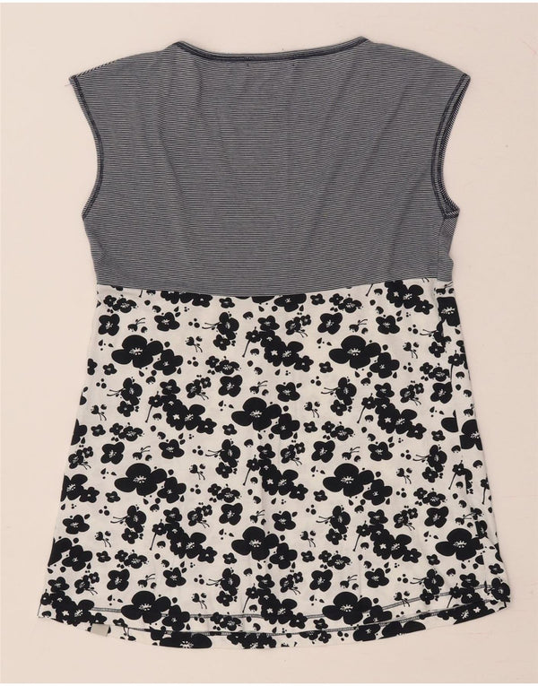 CONVERSE Blusa sin mangas para mujer Top UK 12 Algodón floral azul marino mediano