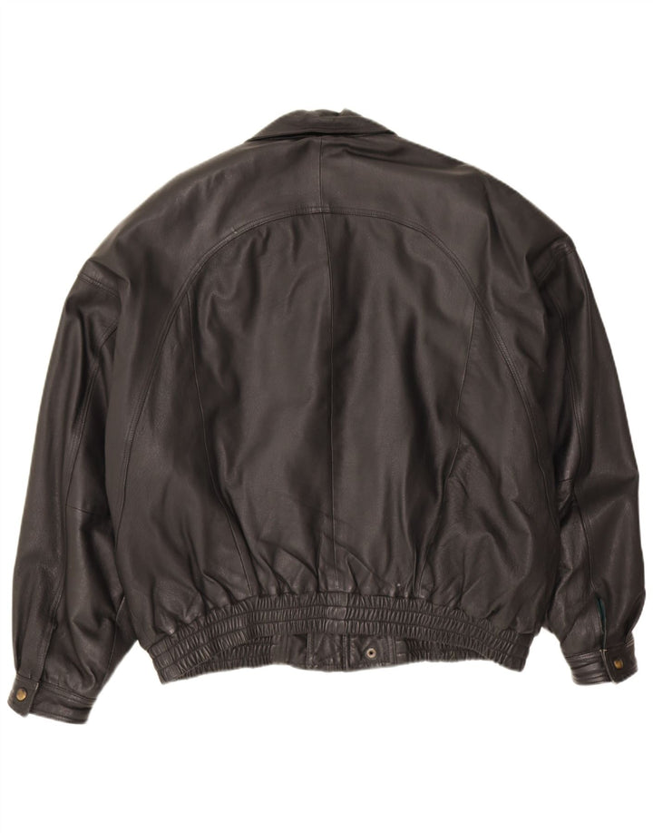 Vintage chaqueta de cuero para hombre Reino Unido 44 2XL cuero negro