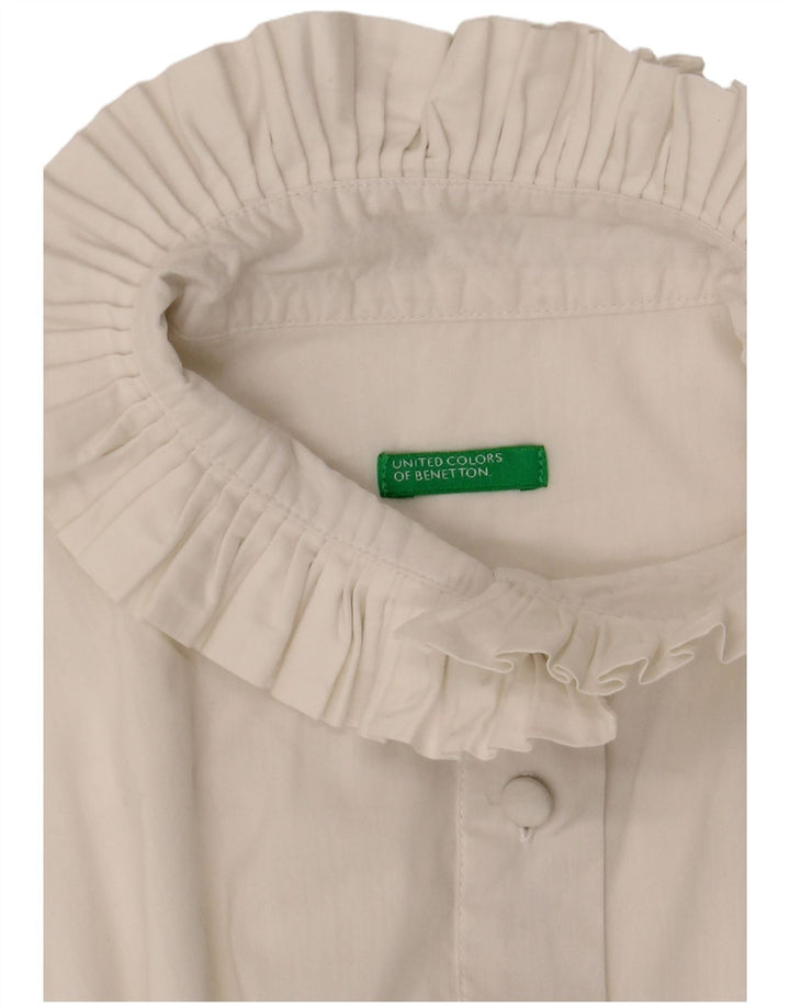 Benetton Blusa Camisera Mujer ES 44 Mediano Blanco