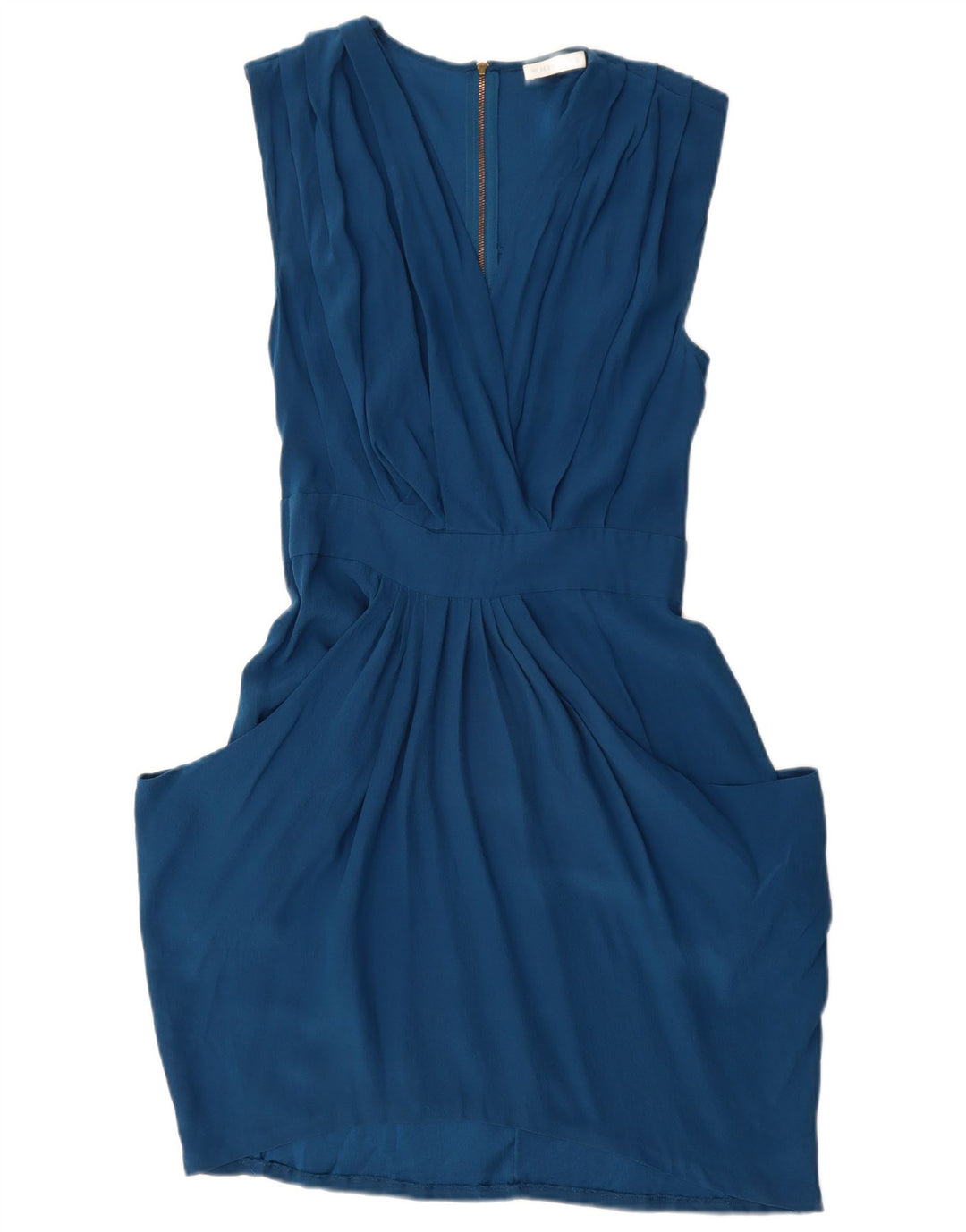 WHISTLES Vestido burbuja sin mangas para mujer UK 10 Small Blue Silk