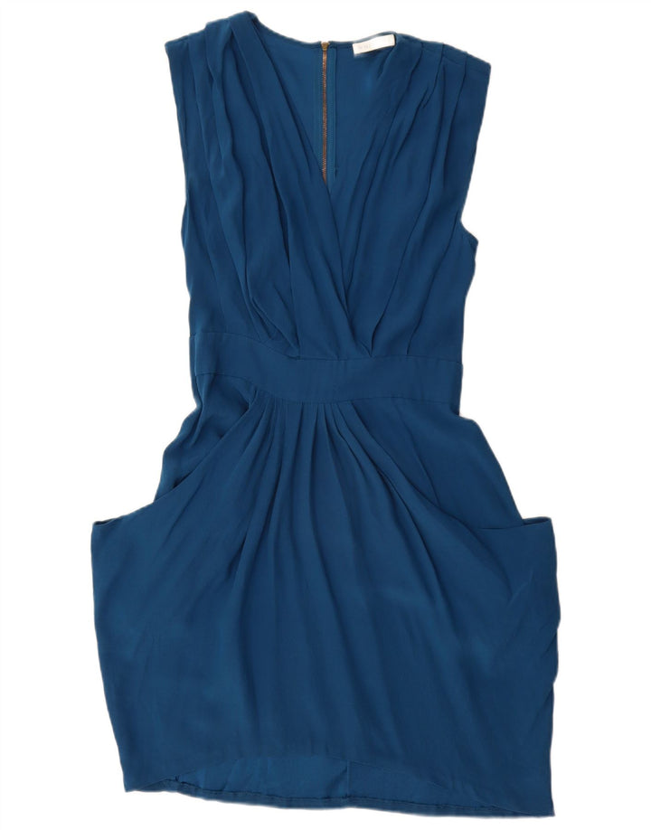 WHISTLES Vestido burbuja sin mangas para mujer UK 10 Small Blue Silk