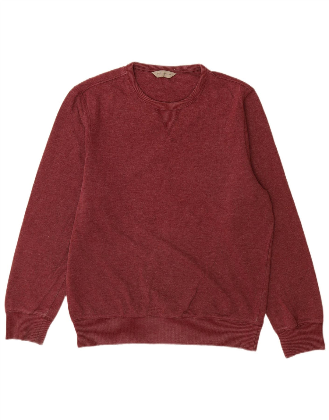 Marks & Spencer Hombre Sudadera Jumper Medium Borgoña Algodón