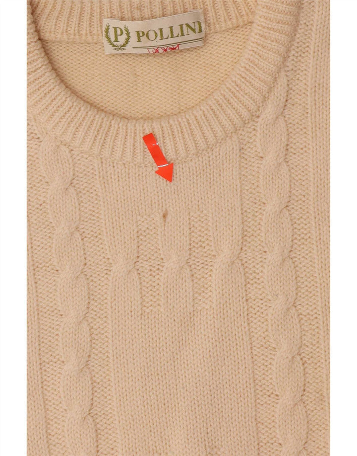 Pollini Jersey de cuello redondo para hombre IT 52 Large Off White Wool