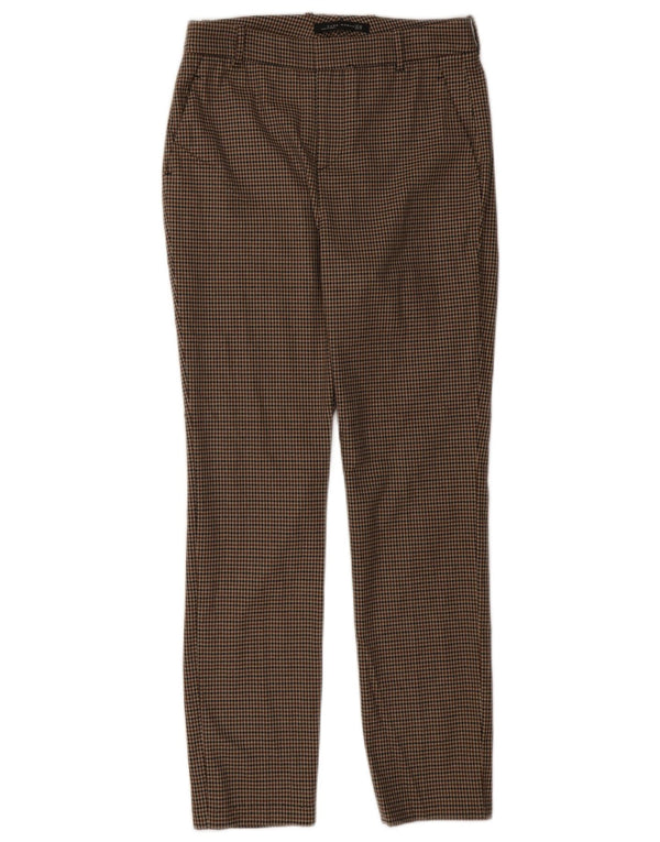 Zara Pantalón chino ajustado para mujer EU 38 Small W28 L28 Marrón pata de gallo