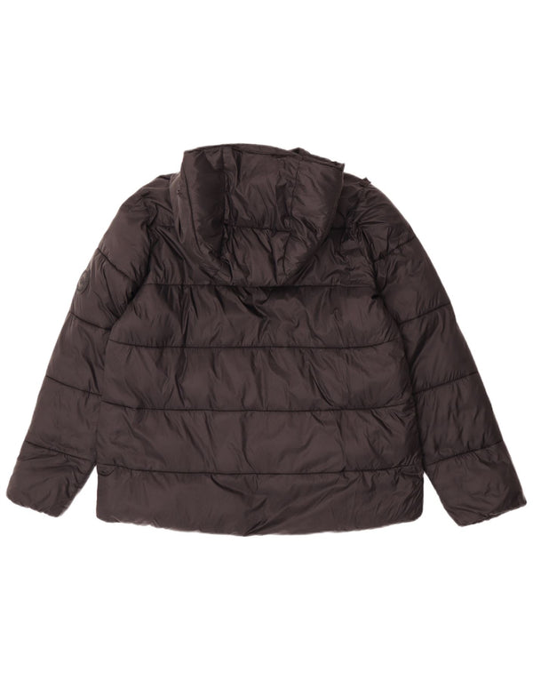 Zara Mujer Chaqueta Acolchada Con Capucha UK 44 Mediana Nylon Negro