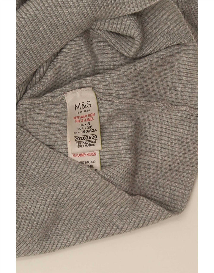 Marks & Spencer Suéter tipo jersey con cuello vuelto para mujer UK 8 Small Viscosa gris