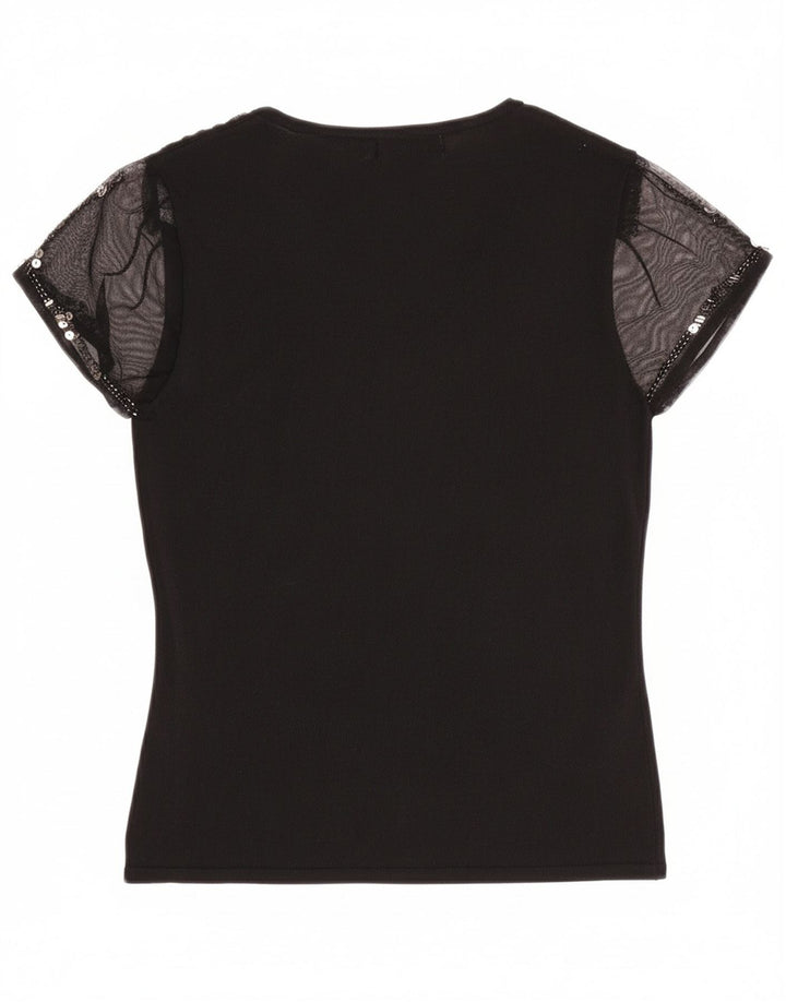 SKY DESIGN Womens Blouse Top UK 8 Small Black Viscose