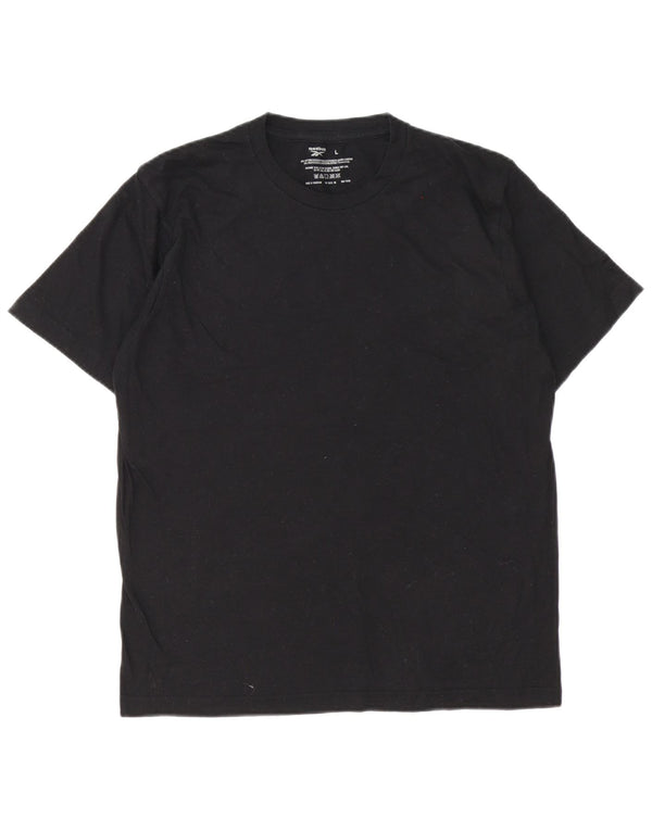 Reebok - Camiseta para hombre, talla grande, algodón negro