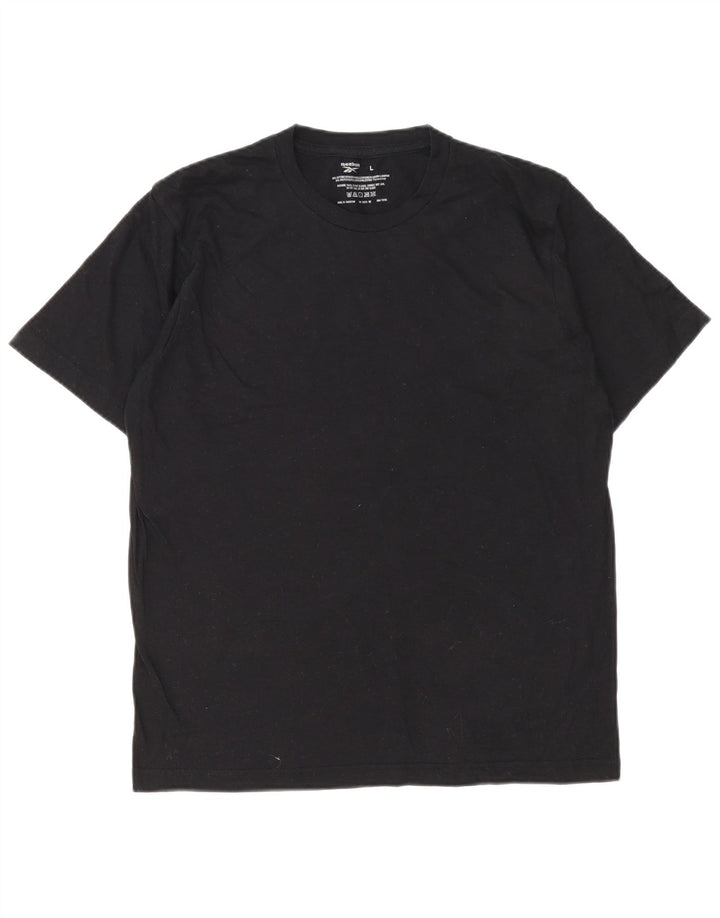 Reebok - Camiseta para hombre, talla grande, algodón negro