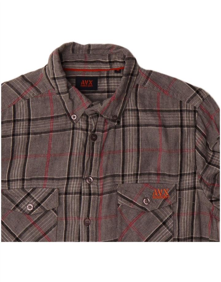 Avirex Camisa De Franela De Algodón A Cuadros Gris Medio Hombre