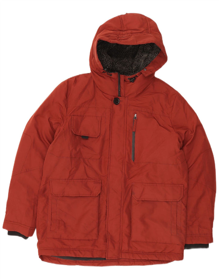 Marks & Spencer Chaqueta Parka Acolchada con Capucha para Hombre UK 40 Large Borgoña Invierno
