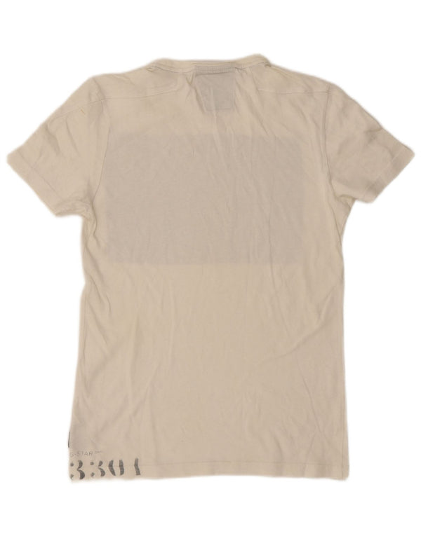 G-Star Mujer Camiseta Gráfica Top UK 40 Grande Blanco Colorblock Algodón