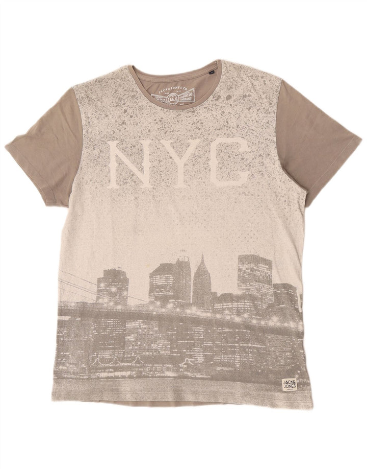 Jack & Jones Hombre Camiseta Gráfica Top XL Gris