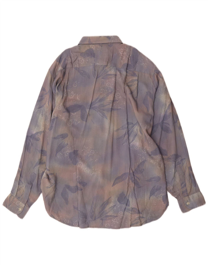 VINTAGE Camisa de hombre grande viscosa floral multicolor