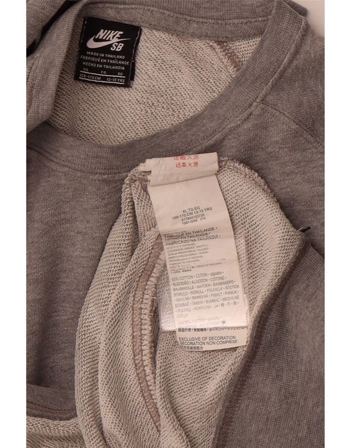 Nike Sudadera holgada con estampado gráfico para niñas 13-14 años XL Algodón gris