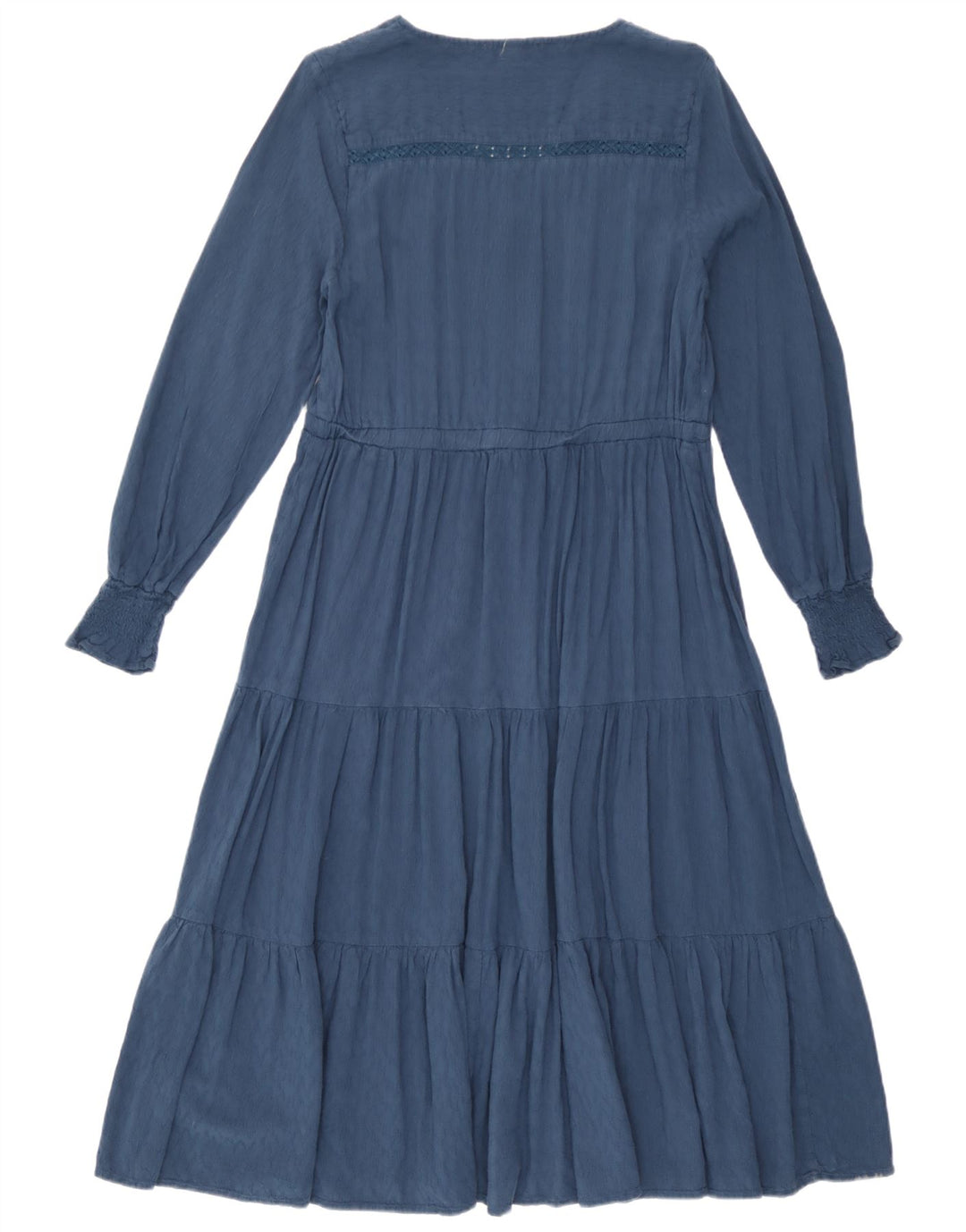 White Stuff Vestido escalonado de manga larga para mujer UK 42 Viscosa azul medio